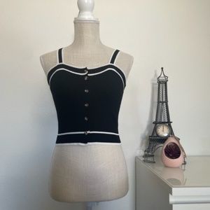 Hurhumnor Flower Cat | NWT Black & White Crop Knit Tank, Size XS